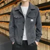 メンズジャケット2023ファッション春秋の男性コーデュロイワークカジュアルオスソリッドカラールーズコートシングル胸アウターウェアP563