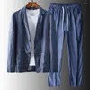 Men's Suits Fine Linen Suit Casual Set Of 2 Pieces Jacket High-quality Pants Spring/summer