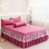 Bedspread 1-Piece Sexy Lace Purple Bedspread Fashion Flower Print Bed Dress Sheets for King/Queen Princess Bed Size - Non-Slip Cover Flat 231013