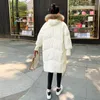 Women's Trench Coats Winter Large Fur Collar Hooded Long Coat For Women Loose Thicken Warm Down Cotton Jacket Padded Outwear Oversized