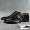 Mocassins à plateforme pour hommes, chaussures habillées décontractées ornées de métal, Oxfords classiques, chaussures de conduite britanniques, marron et noir, chaussures formelles à lacets, couleur unie, Derbies à une pédale