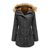 Ropa de invierno Chaqueta de plumón de lana para mujer Abrigo largo para mujer Gabardina Abrigos de plumas Chaqueta acolchada Parka Chaquetas Ropa de abrigo gruesa 4K95B