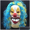 Maschere per feste Maschere per feste Maschera spaventosa di Halloween Lattice Faccia da clown Wry Fl Horror Masquerade Consegna a domicilio Giardino domestico Forniture festive Dhsl Dhgot