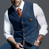 Men's Vests Tweed Suit Business for Men Waistcoat Vest Groomman Wedding Brwon Black Grey Jacket 231012