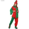 Tema Costume Adulto Donna Elfo verde Halloween Cosplay Vieni Uomo Natale Arriva Natale Abiti Set Kid Famiglia Natale Babbo Natale ComeL231013