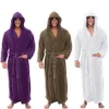 Men's Sleepwear Mens Bathrobe 2021 Winter Hooded Male Casual Long Sleeve Soft Housecoat Fashion Solid Color Home Clothes Paja160l