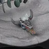 Naszyjniki wiszące 50x46mm wykwintne akrylowe głowica wołu ametyst kamienny klejnot mineralny Making Naszyjnik Akcesoria biżuterii