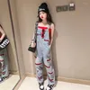 Trousers Girls Denim Strap Pants Mesh Red Summer 2023 Kids Jumpsuits Fashionable Jeans Only Overall Pant