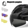 Hełmy rowerowe Boler Helmet Man Kobiety LED Light Road Rower Mountain Rower Wyjmowany obiektyw Rower z goglami 231012