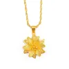 Hermosa flor colgante cadena filigrana 18k oro amarillo lleno joyería de moda para mujer 278K