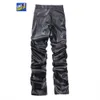 Pantaloni da uomo in pelle pieghettata da moto per Street Wear pantaloni in ecopelle da uomo HIP HOP cargo 231012