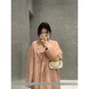 Женские плащи, розовое шерстяное пальто для женщин, осень и зима 2023, свободное пальто в корейском стиле, модное