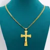 Solide 18 carats jaune or fin GF Jésus large croix charme grand pendentif 55 35 mm avec chaîne cubaine Miami 24 pouces 600 5 mm303k