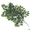 Fleurs décoratives 125 cm fausses branches de ficus plantes artificielles en plastique feuille de banian vert palmier tropical pour la maison jardin magasin Dhelt