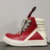 أحذية Runway Geobasket High Sneakers السميكة من جلد الغزال من جلد الغزال أحذية كبيرة الحجم لسان البقرة جلد قصير للنساء الرجال