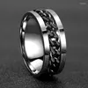 Anéis de casamento com corrente rotativa, joias de aço inoxidável para homens, acessórios de anel de dedo multifuncional personalizado, presentes de festa masculinos