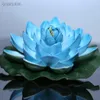 Dekorativa blommor konstgjorda blå falska lotus lily bladvatten pool flytande damm bröllop dekoration trädgård 17 cm b12