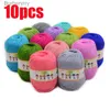 Yarn 10pcs Hot Sale lti Color Cotton Silk Knitting Yarn Soft Warm Baby Yarn for Hand Knitting plies 500g/lotL231013