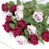 Dekorativa blommor 3st/5st 10x51cm Vackert siden Faux Roses Bröllop Hem bordsdekoration Lång bukett Arrangemang Fake Plants Valentine