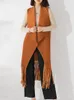 Trench da donna Miyake Fold 2023 Gilet autunno e inverno Cardigan ampio Cappotto lungo con scialle con frange sul risvolto