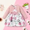 Kläderuppsättningar 0 3 år Småbarn Baby Girl 2st Dress Set Plain Color Ribbed Overcoat Floral ärmlös Fashion Lovely Style Party Wear 231012