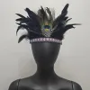 Feather Headpiece Boho Indian Tribe Justerbar pannband Tiara Crown Hair Accessory för Festival Carnival Halloween Party Supply