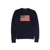 Maglione lavorato a maglia da donna con bandiera nazionale degli Stati Uniti-2023 Inverno New Fashion Comodo pullover in puro cotone S-2XL