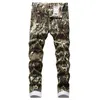 Hommes peau de serpent imprimé camouflage Original concepteur mince Hip Hop Rock jean pantalon hommes jean maigre Streetwear 33-44