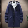 Männer Trenchcoats 2023 Frühling Klassische Mode Trend Lange Windjacke Männer Casual Lose Große Größe Hochwertige Mit Kapuze Mantel 231012