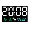 Wall Clocks 9.8 Inch Large LED Digital Clock Temperature Humidity Display 4-level Adjustable Brightness With Alarm