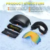 Lunettes de ski Snowboard femmes hommes lunettes de ski OTG UV400 Protection Anti-buée lunettes de neige adulte Double miroir sphérique magnétique 231012