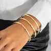 Bangle Ingemark 3PcsSet Punk Round Glossy Closed Bangles for Women Vintage Temperament Thin Chain Bracelets Couple Jewelry Steampunk 231012
