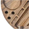 Other Smoking Accessories Round Shape Wooden Rolling Tray Household With Groove Diameter 218 Mm Natural Wood Tobacco Roll Trays Ciga Dhg12