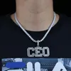 Łańcuchy mężczyźni Niestandardowe nazwisko Numer Naszyjnik Paved 5a Cubic Zincon Women Hip Hop Iced Out Początkowy CEO Tinn Chain Cain Drop S241X