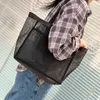 지갑 새 버전 간단하고 투명한 메쉬 핸드 헬드 어깨 토트 가방 쇼핑 가방 피트니스 요가 가방 세탁용 가방
