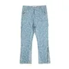 Men'S Plus Size Pants Flower Fl Print Patchwork Baggy Flare Jeans For Men Straight Oversize Denim Trousers Apparel Plus Size Men'S Plu Otyqz