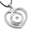 Ожерелья с подвесками, модное красивое хрустальное сердце, металлическое ожерелье с застежкой, 60 см, подходят для пуговиц 18 мм, оптовая продажа ювелирных изделий XL0143