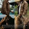 Jaquetas masculinas Maden Amekaji Retro Masculino Óleo Encerado Jaqueta Canvas Algodão Khaki Uniforme Militar Luz Casual Trabalho Safari Estilo Casacos Homem Roupas 231013