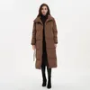 Mulheres para baixo parkas malina grosso solto parka moda sólida botão coberto casaco elegante gravata cinto longo algodão jaquetas femininas senhoras 231012