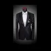 Recién llegado, traje ajustado para hombre, trajes para hombre con pantalones, chaqueta Blazer brillante con lentejuelas negras, esmoquin de boda, trajes para hombre 347t