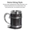 Mugs Stainless Steel Beer Mug Home Shatterproof Bar Decor Retro Viking Coffee Cup Vintage Drinkware Kitchen Supplies 231013