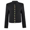 Vestes Femmes Casual Femmes Veste À La Mode À Manches Longues Slim Taille Haute Costume Noir Gothique Boutons D'or Manteau Automne Cool Femelle