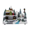 Decorative Objects Figurines Christmas Glowing Snow House Figurine Rotatable Music Villages Sculpture for Home Bar Shop Decoration Gift Drop 231012