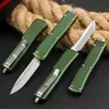 1st High End Liten Auto Tactical Knife D2 Satin Blade CNC Green Aviation Aluminium Handle Outdoor Mini EDC Pocket Knives With Nylon Bag