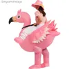 Tema traje flamingo iatable vem crianças andando em unicórnio vem engraçado coelho fantasia cosplay vestido festa de halloween vem para adulto l231013