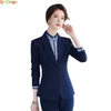 Women's Two Piece Pants Stylish Trim Women's Suit 2 Pieces Sets Blue Grey Black Blazer Jacket with Trousers You Can Buy A Shirt or Skirt Separately 231013