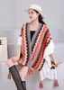 Tücher WeHelloEthnic Style Poncho Capes Damen Mode Streifen Bunte Strick Übergroße Damen Wickelschal mit Fransen Bohemian 231012