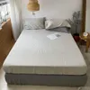 Bedspread Pure Linen dopasowany arkusz 35 cm głębokie kieszonkowe pokrywka do łóżka złoża stała kolor bez poślizgu stałego arkusza osłony Pył Ochronne łóżko 231013