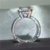 Vecalon Vintage ring 925 Sterling zilver Princess cut Diamond Cz Engagement wedding band ringen Voor vrouwen mannen vinger Jewelry236u