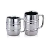 Mugs DoubleWall Stainless Steel Drinking Coffee Tea Cup with Handle Tubshaped Beer Mug Beverage Picnic Drinkware 231013